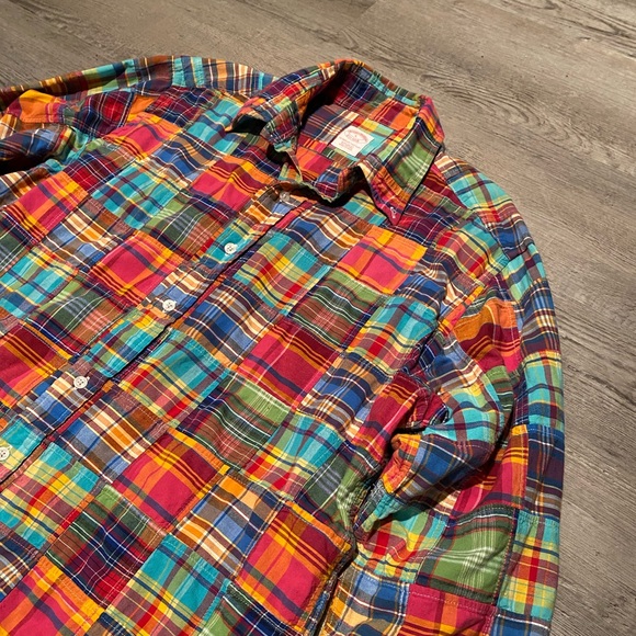 Brooks Brothers Madras Long Sleeve Button Up Shirt Patchwork Men’s Size Large - Picture 3 of 4